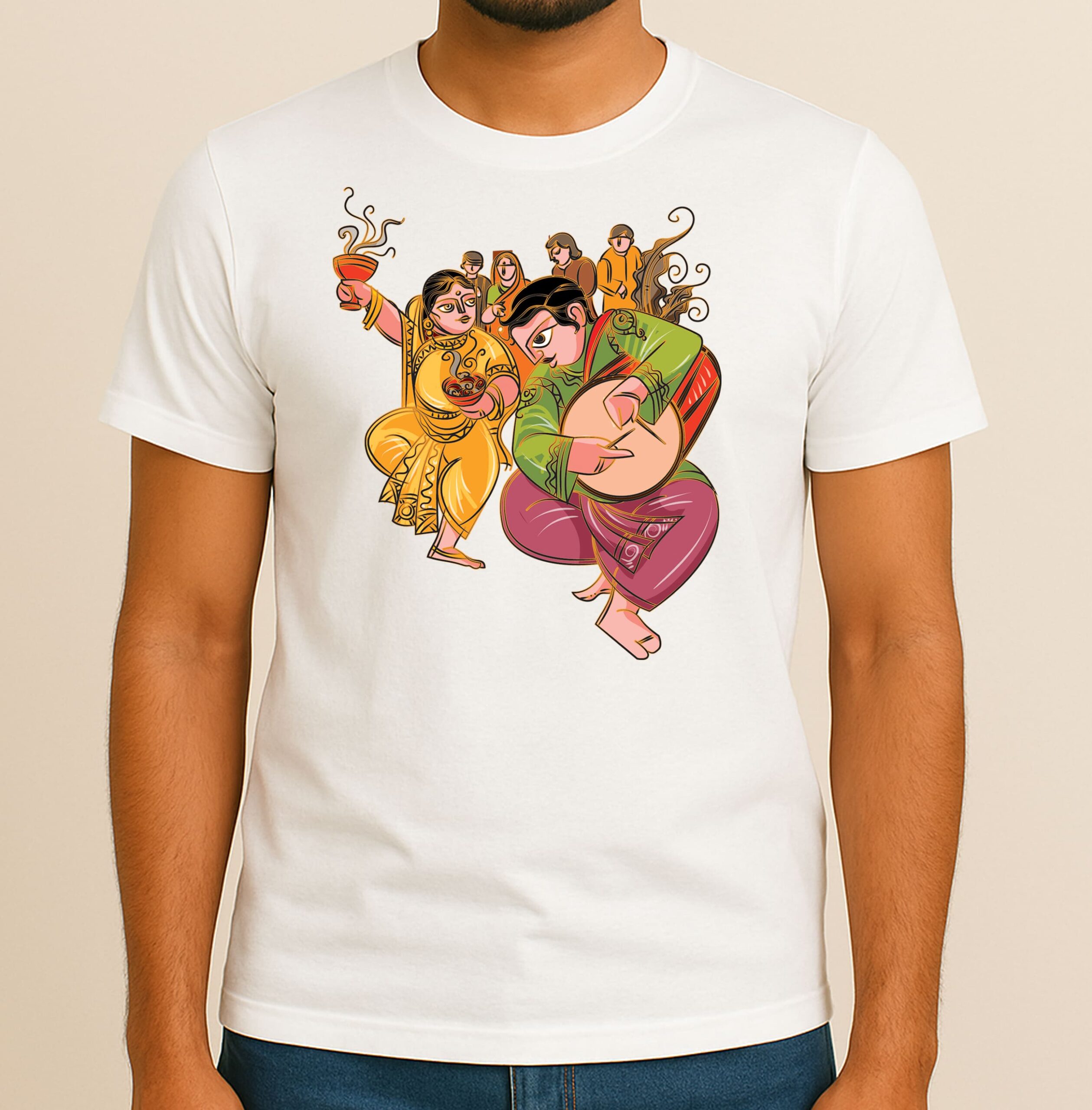 Durga Pujo – Round Neck, Half-Sleeve, Unisex, 100% Cotton T-Shirt