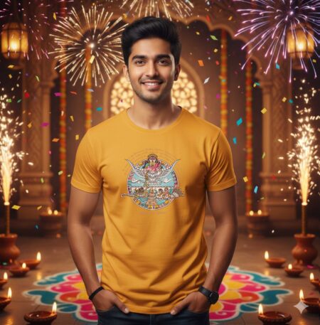 Diwali Special - Worshipping Lakshmi - Unisex 100% Cotton T-Shirt