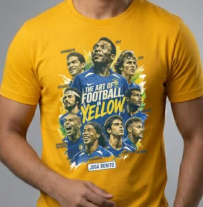 Football in Yellow - 100% Cotton, Brazil Legacy World Cup 2026 T-Shirt