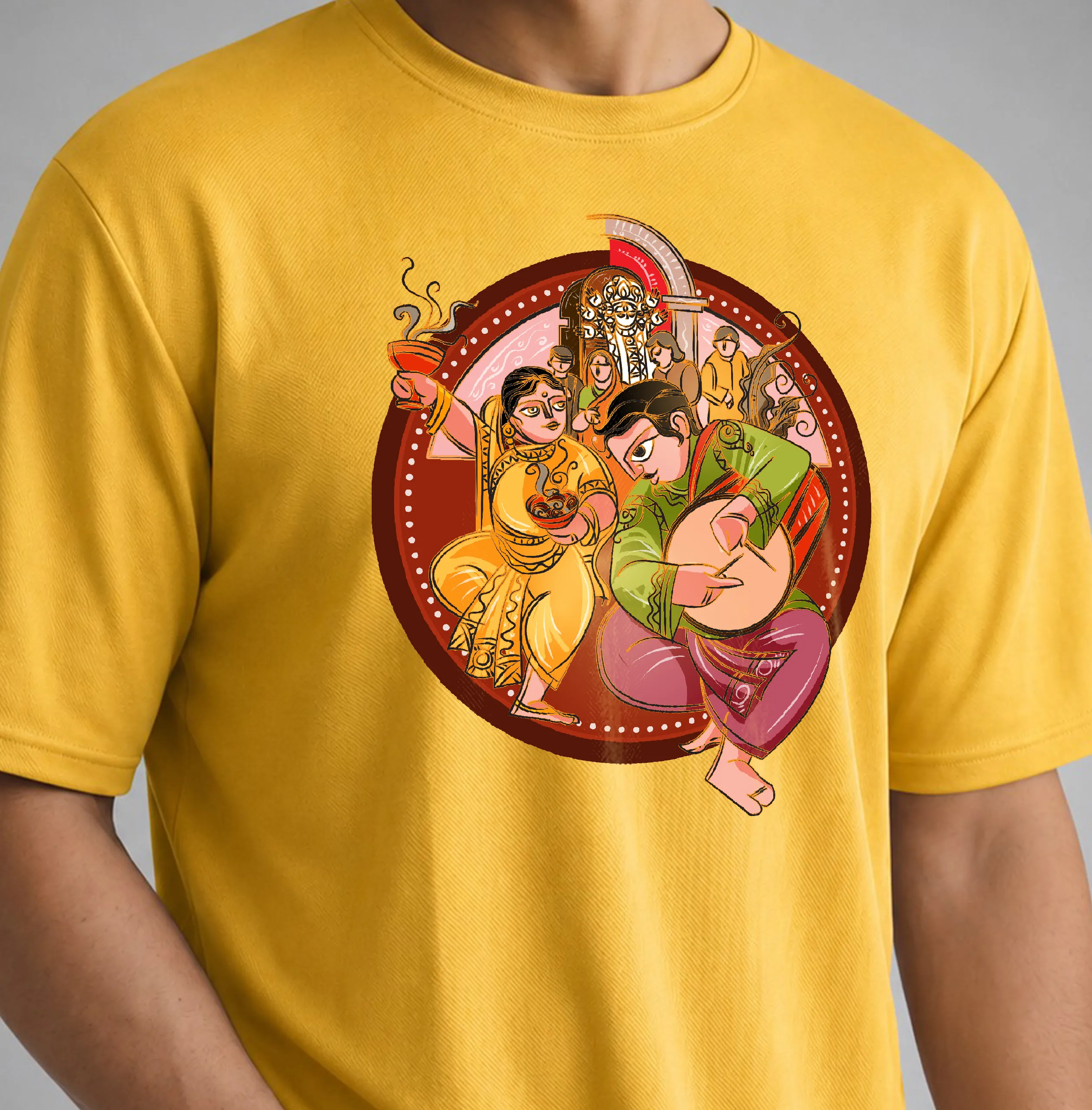 Traditional Durga Puja Dhak Dhunuchi Graphic T-Shirt