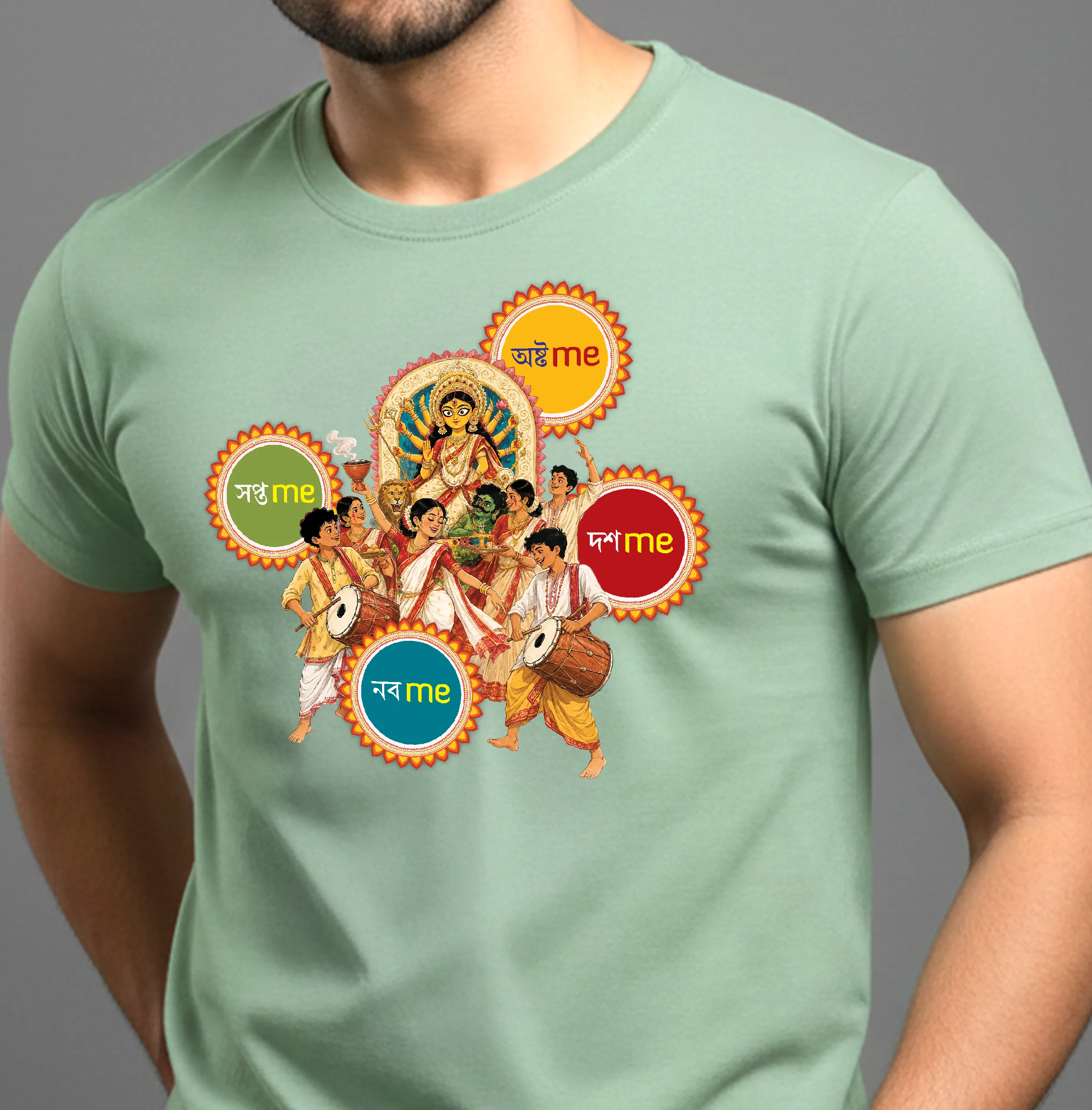 Maa Durga Festive Bengali Graphic T-Shirt