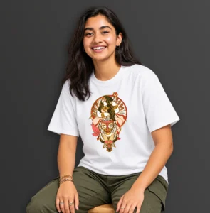Shinghabahini, Durga Artwork 100% Cotton Printed T-Shirt