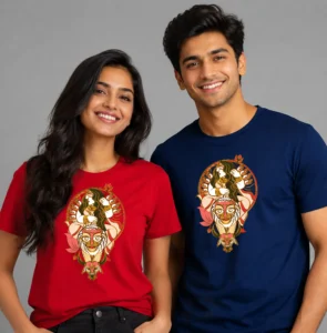 Shinghabahini, Durga Artwork 100% Cotton Printed T-Shirt