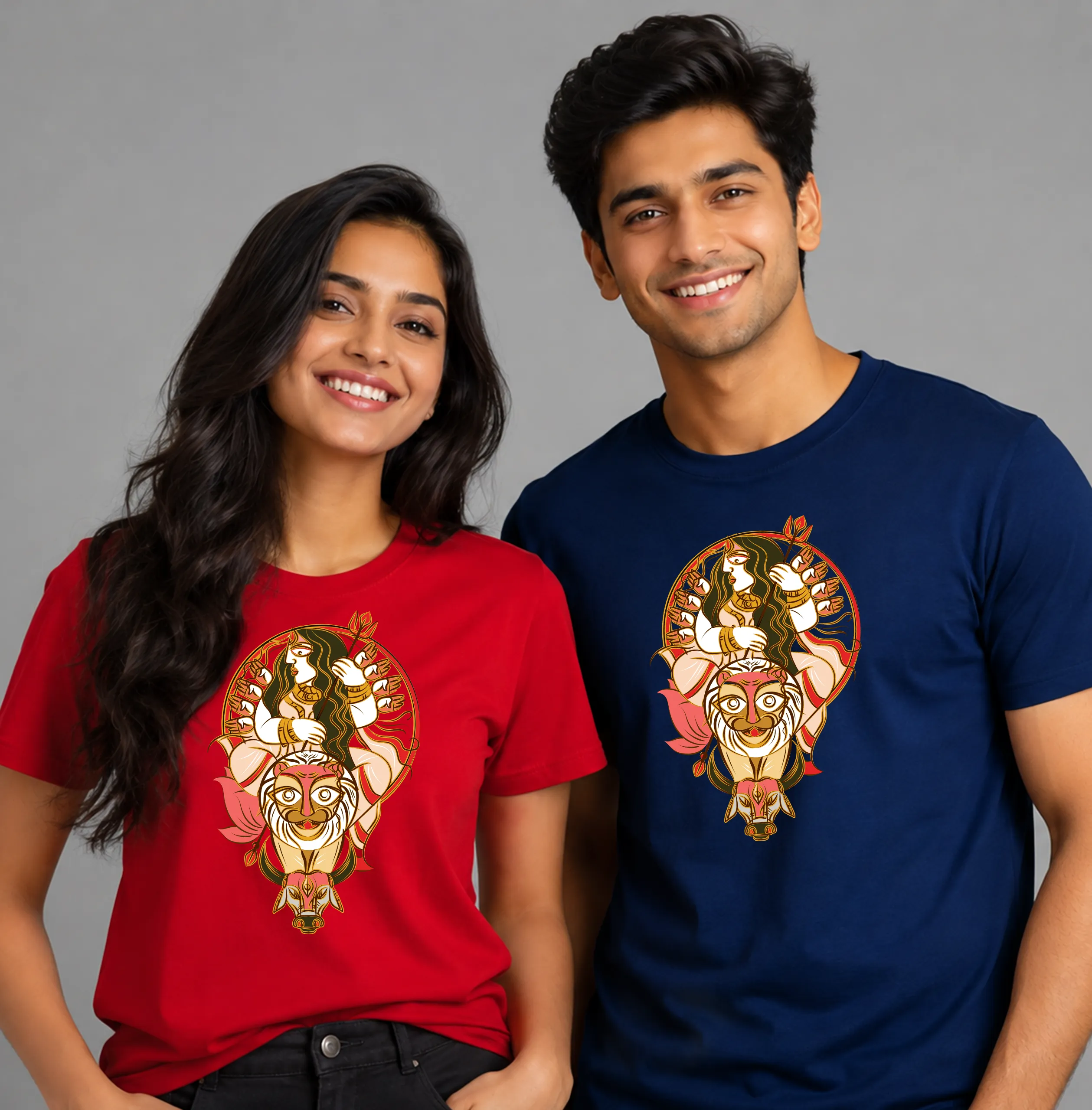 Shinghabahini, Durga Artwork 100% Cotton Printed T-Shirt