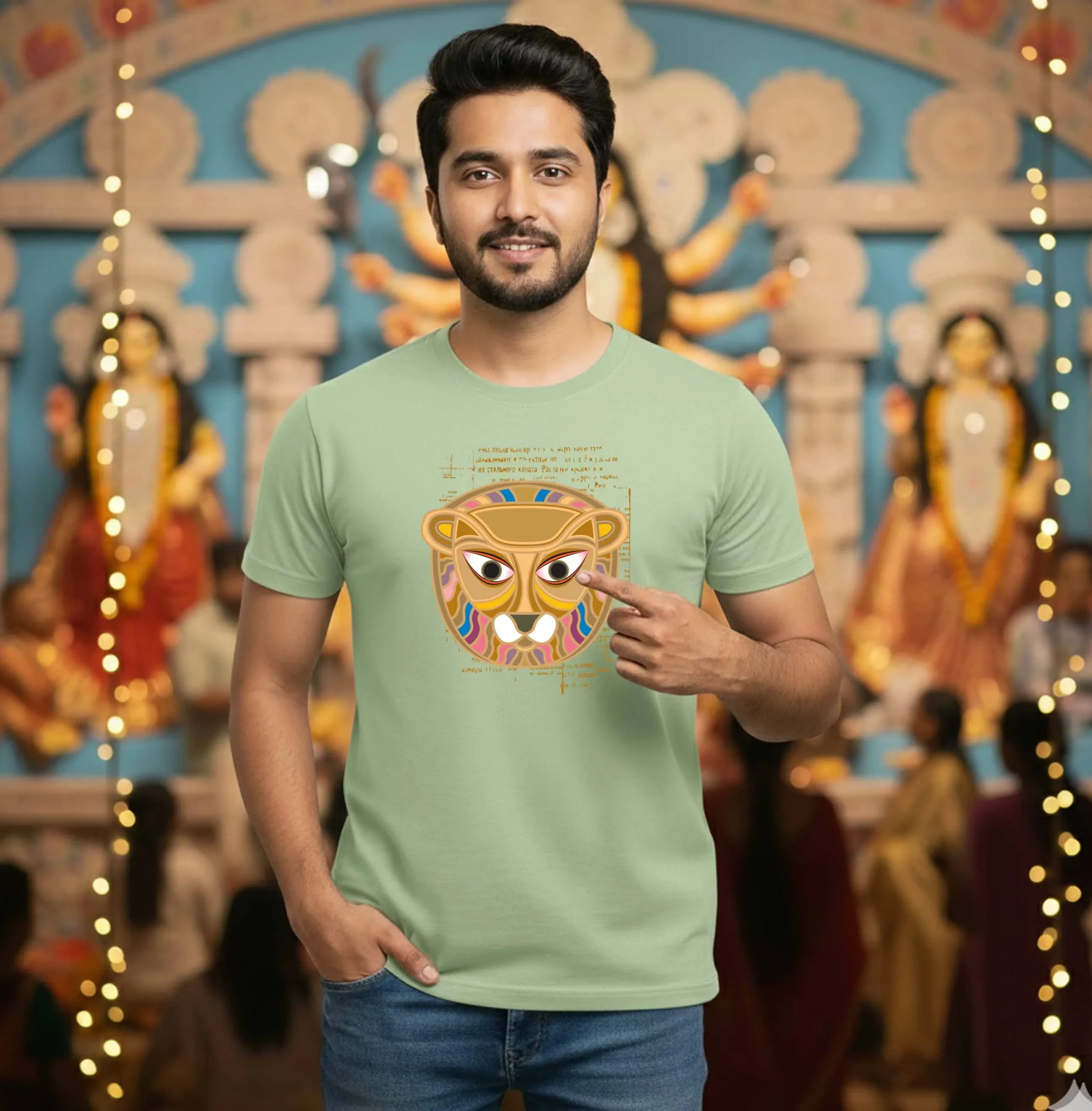 Singho – Traditional Bengali Durga Pujo Graphic Unisex T-Shirt