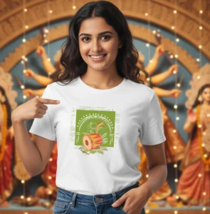 Durga Puja Dhak Graphic 100% Cotton T-Shirt, Unisex Design