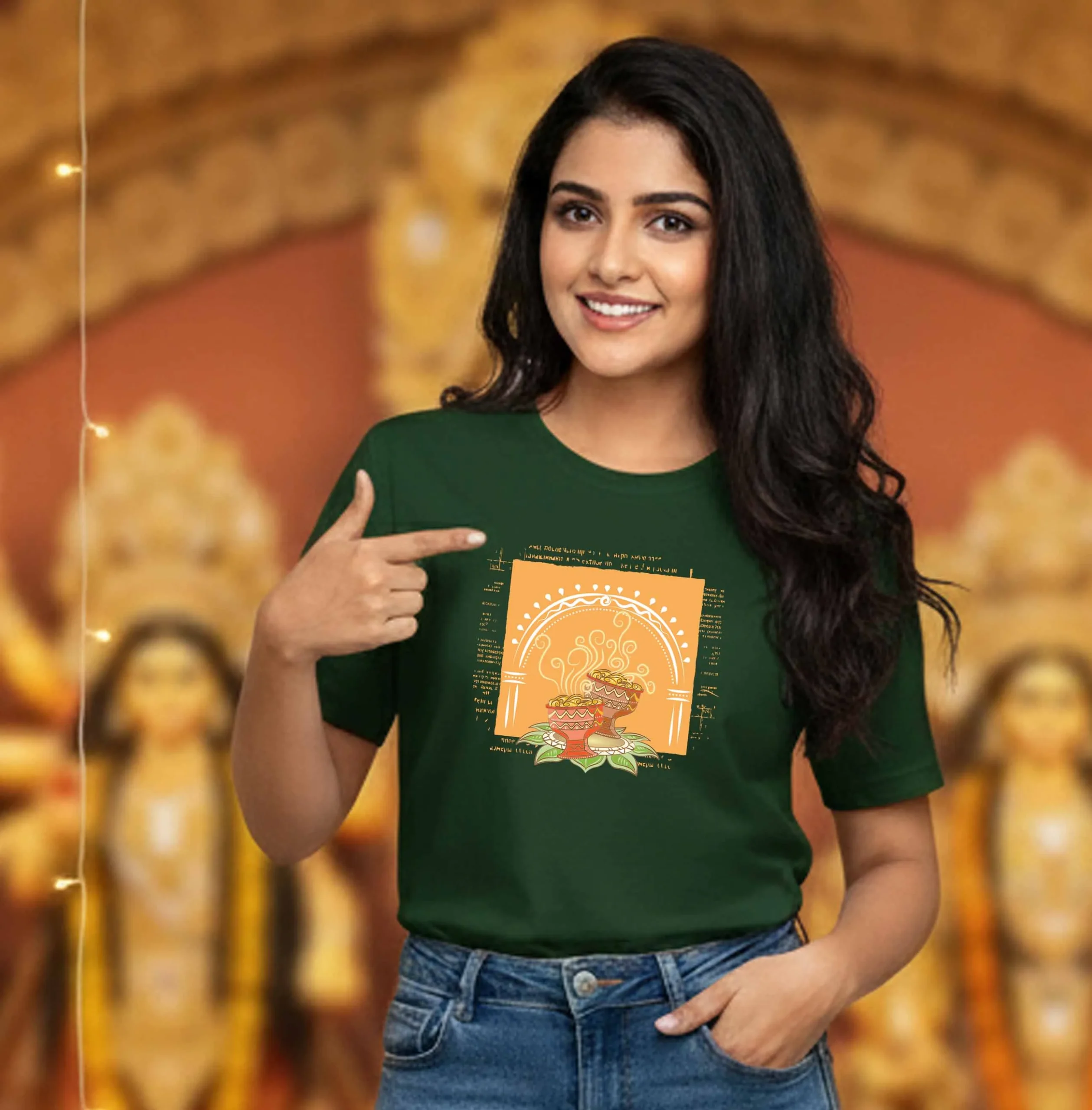 Dhuno – Traditional Durga Pujo Ritual Illustration