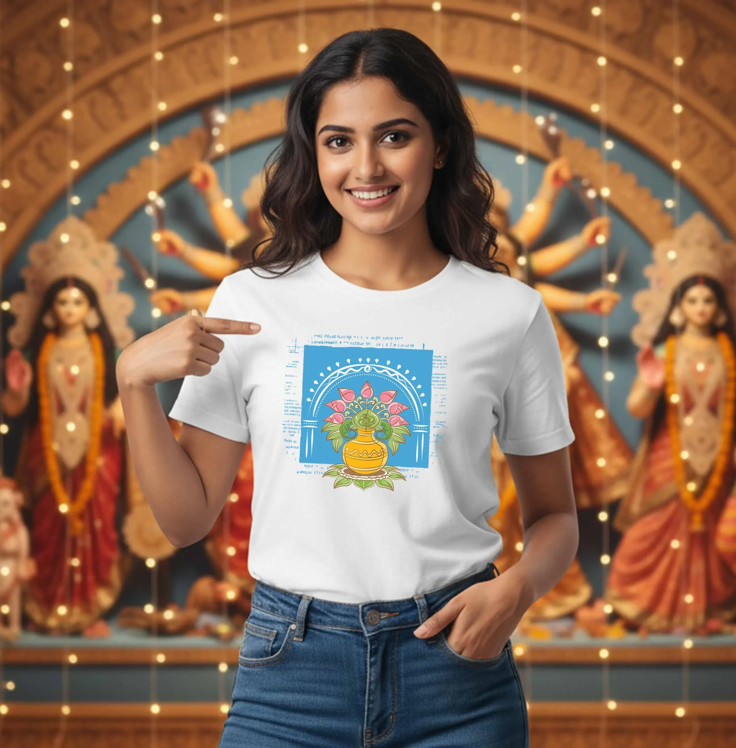 Mongal Ghot – Traditional Bengali Pujo Artwork Unisex T-Shirt
