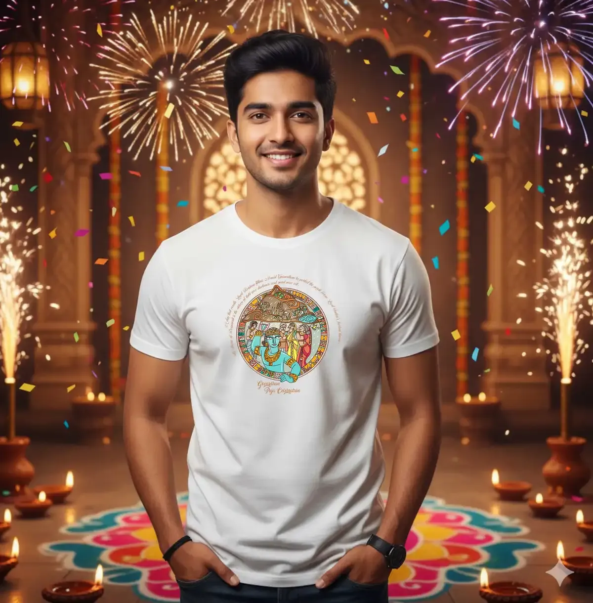 Govardhan Puja Celebration – 100% Cotton Diwali T-shirt